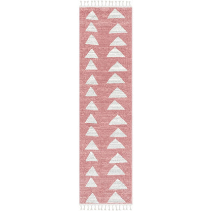 Triangles Modern Geometric Pattern Pink Kids Rug Well Woven