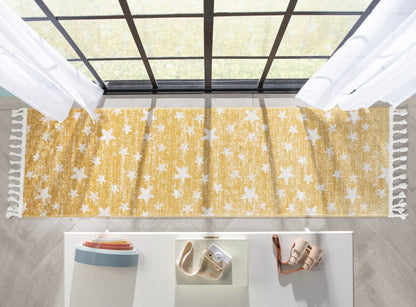 Stars Modern Geometric Yellow Kids Rug Well Woven