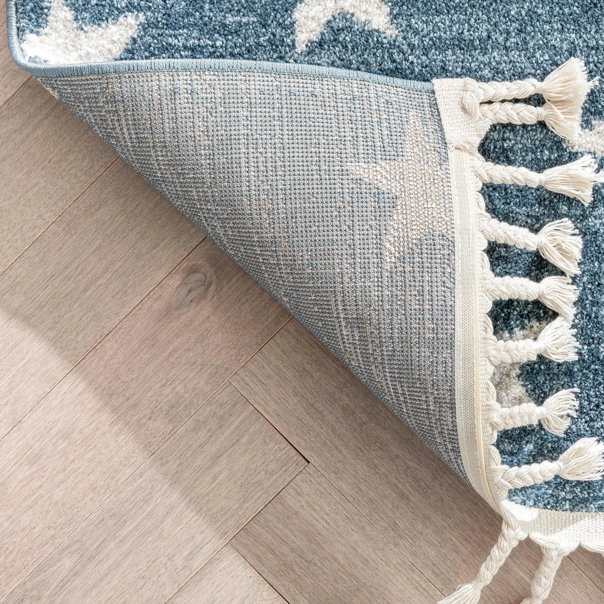 Stars Modern Geometric Blue Kids Rug Well Woven