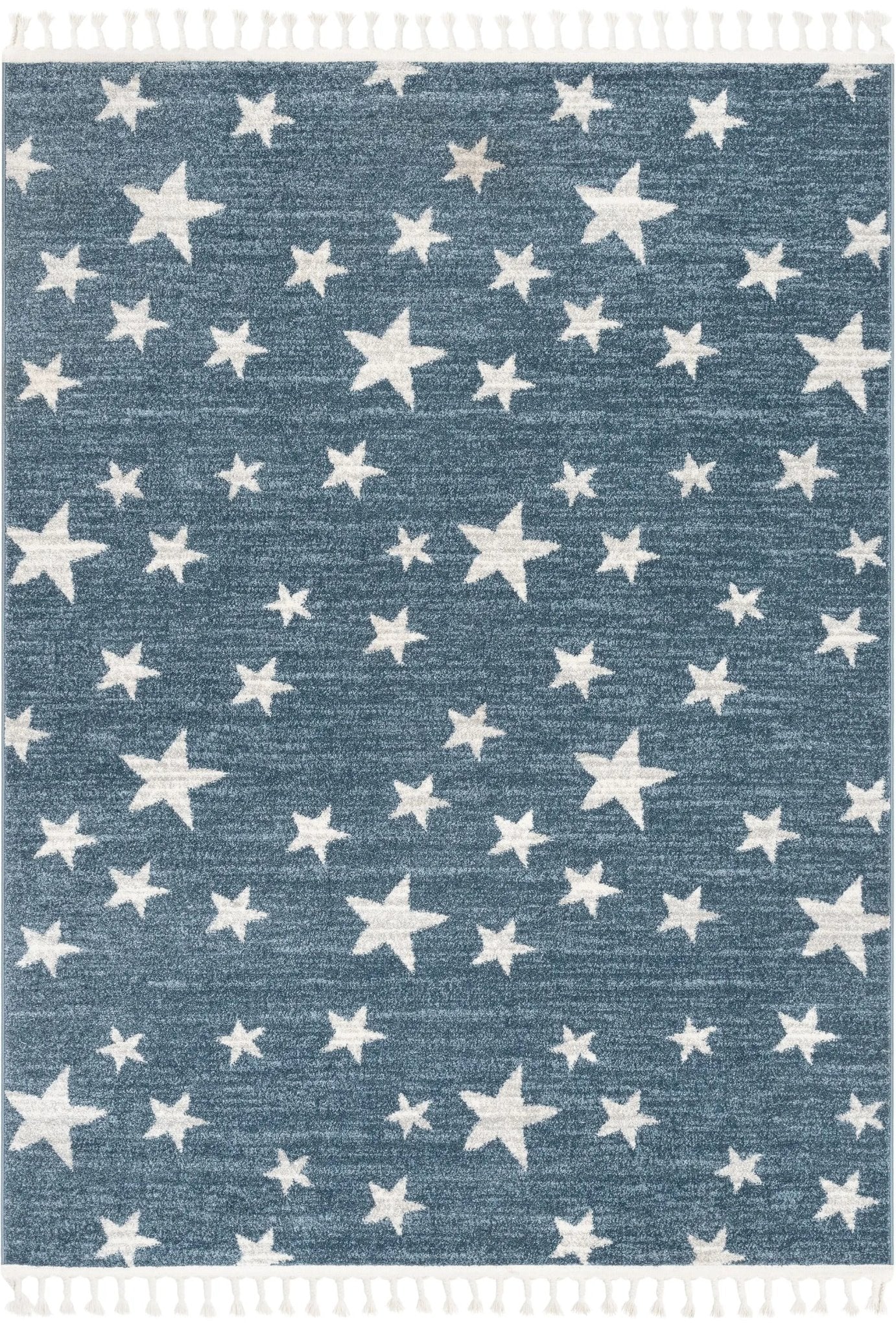 Stars Modern Geometric Blue Kids Rug Well Woven
