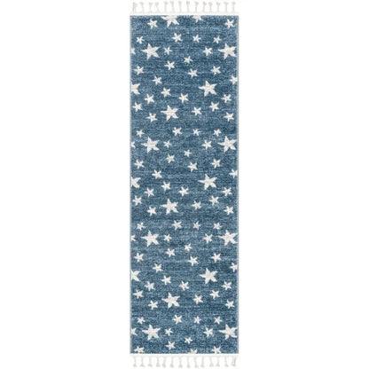 Stars Modern Geometric Blue Kids Rug Well Woven