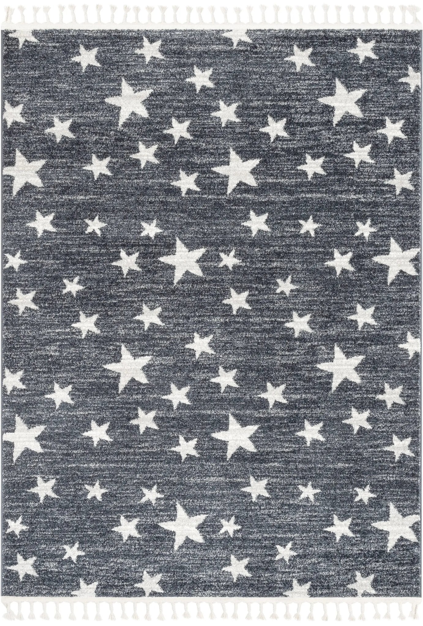 Stars Modern Geometric Grey Kids Rug Well Woven