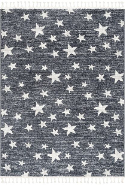 Stars Modern Geometric Grey Kids Rug Well Woven