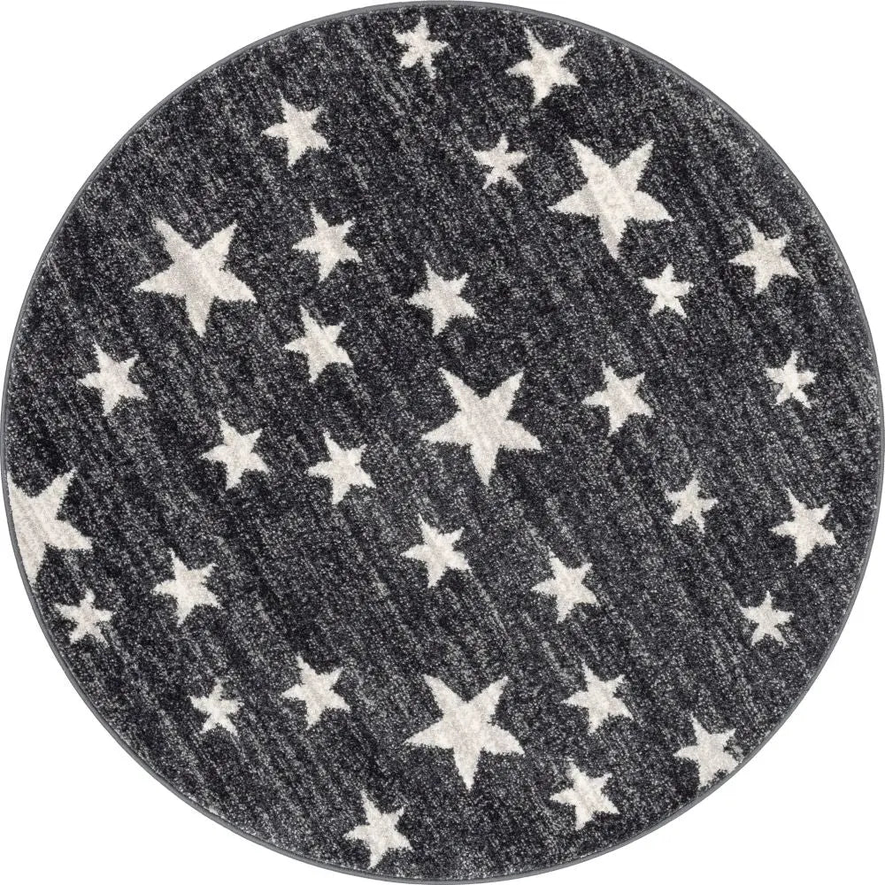 Stars Modern Geometric Grey Kids Rug Well Woven