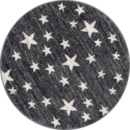 Stars Modern Geometric Grey Kids Rug Well Woven