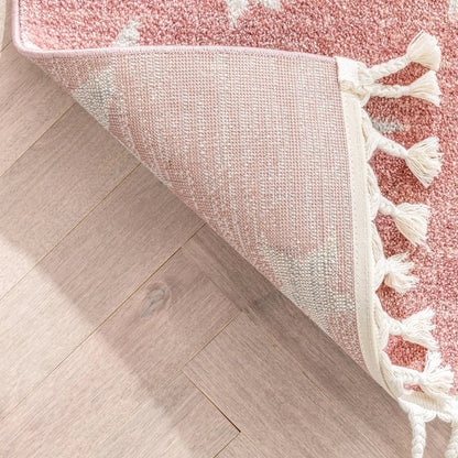 Stars Modern Geometric Pink Kids Rug Well Woven