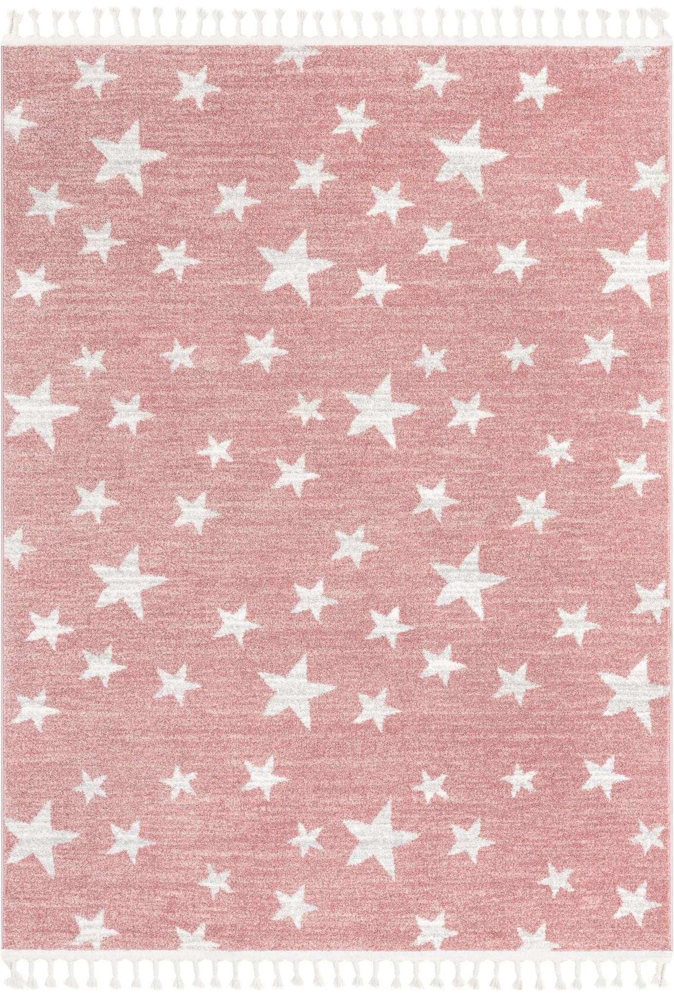 Stars Modern Geometric Pink Kids Rug Well Woven
