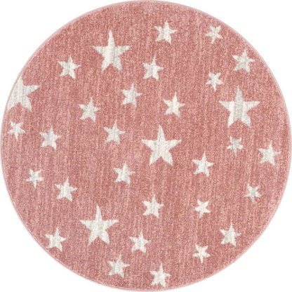 Stars Modern Geometric Pink Kids Rug Well Woven