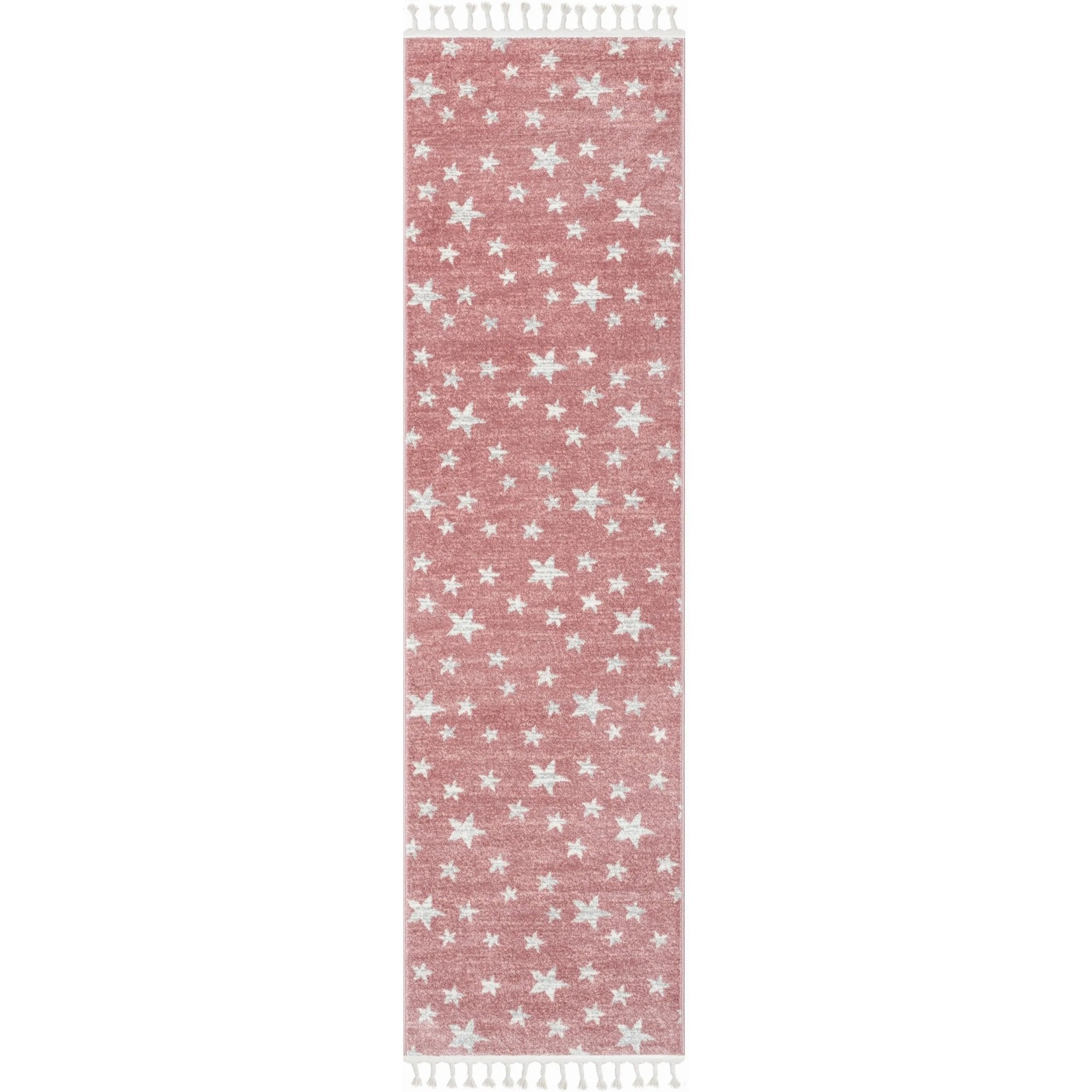 Stars Modern Geometric Pink Kids Rug Well Woven