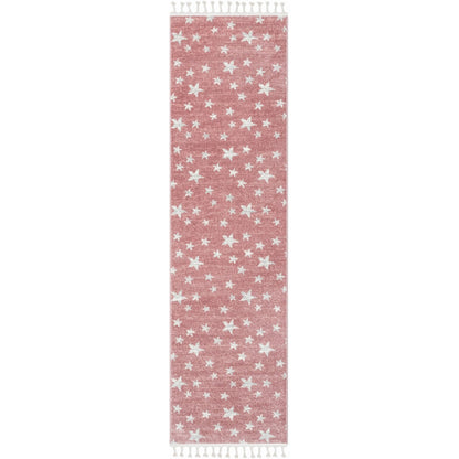 Stars Modern Geometric Pink Kids Rug Well Woven