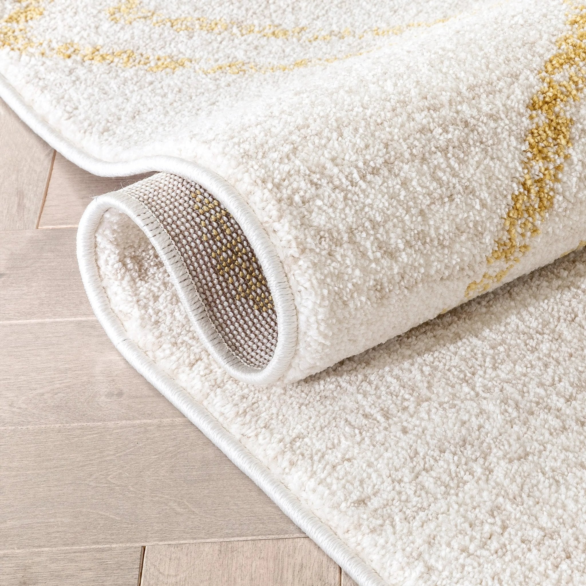 Reeve Modern Chevron Zig-Zag Yellow Ivory Kids Rug Well Woven