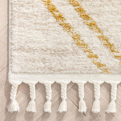Reeve Modern Chevron Zig-Zag Yellow Ivory Kids Rug Well Woven