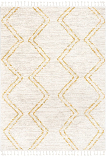 Reeve Modern Chevron Zig-Zag Yellow Ivory Kids Rug Well Woven