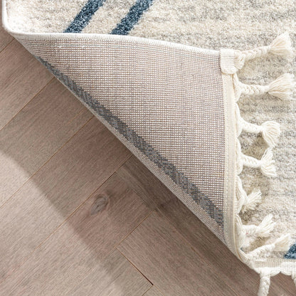 Reeve Modern Chevron Zig-Zag Blue Ivory Kids Rug Well Woven