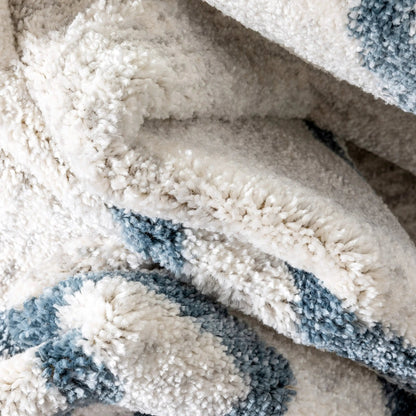 Reeve Modern Chevron Zig-Zag Blue Ivory Kids Rug Well Woven