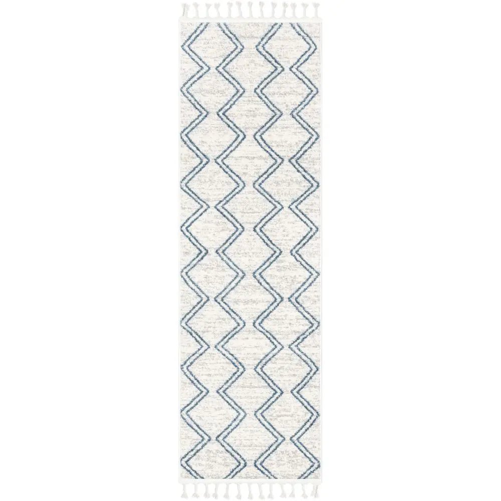Reeve Modern Chevron Zig-Zag Blue Ivory Kids Rug Well Woven