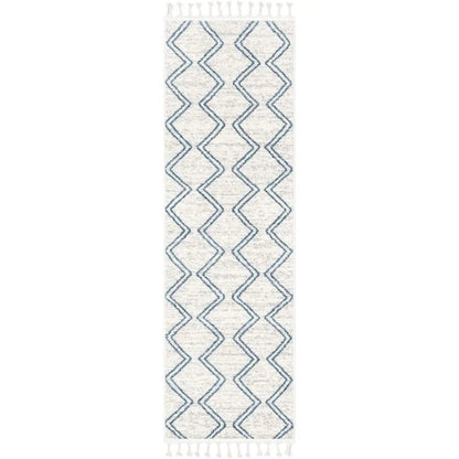 Reeve Modern Chevron Zig-Zag Blue Ivory Kids Rug Well Woven