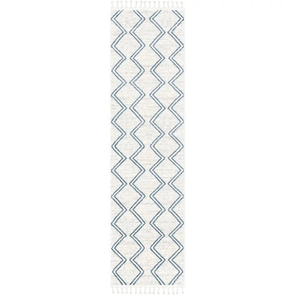 Reeve Modern Chevron Zig-Zag Blue Ivory Kids Rug Well Woven