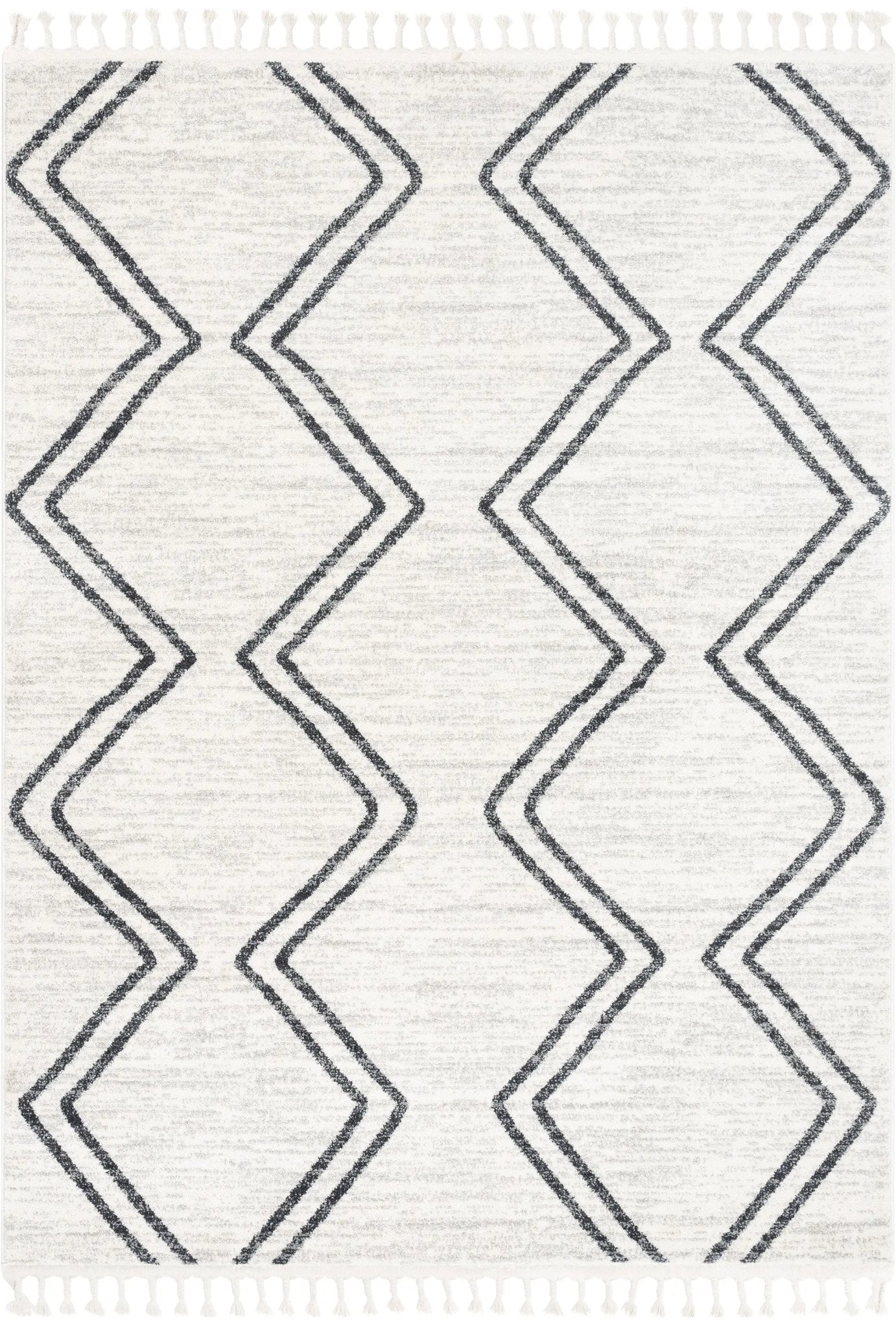 Reeve Modern Chevron Zig-Zag Grey Ivory Kids Rug Well Woven