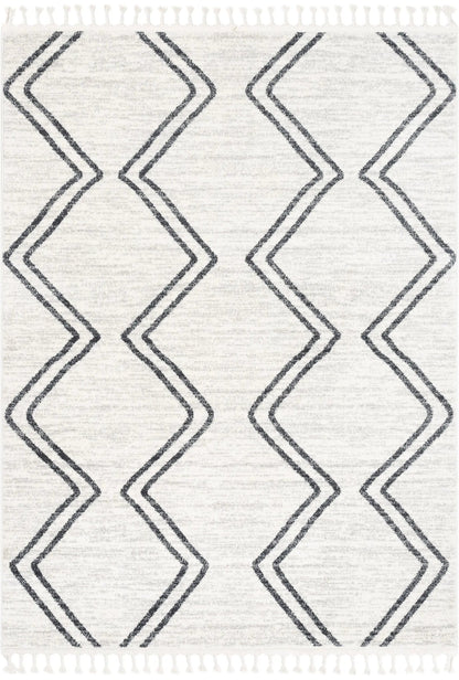 Reeve Modern Chevron Zig-Zag Grey Ivory Kids Rug Well Woven