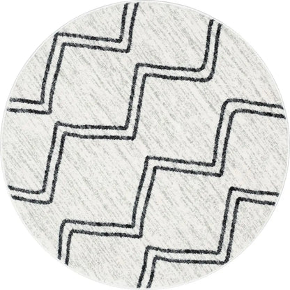 Reeve Modern Chevron Zig-Zag Grey Ivory Kids Rug Well Woven