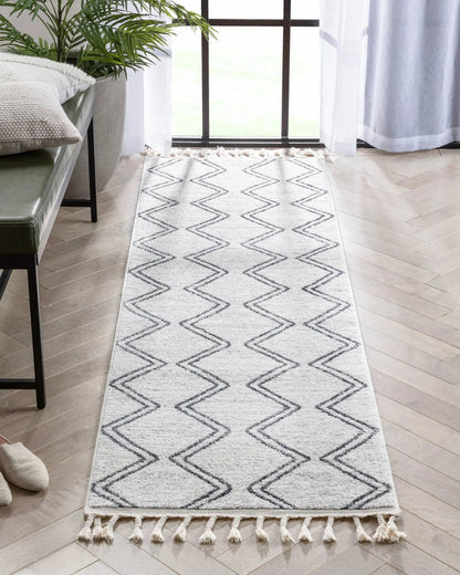 Reeve Modern Chevron Zig-Zag Grey Ivory Kids Rug Well Woven