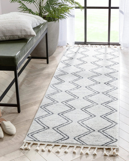 Reeve Modern Chevron Zig-Zag Grey Ivory Kids Rug Well Woven