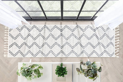 Reeve Modern Chevron Zig-Zag Grey Ivory Kids Rug Well Woven