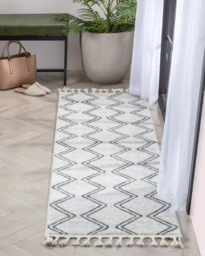 Reeve Modern Chevron Zig-Zag Grey Ivory Kids Rug Well Woven