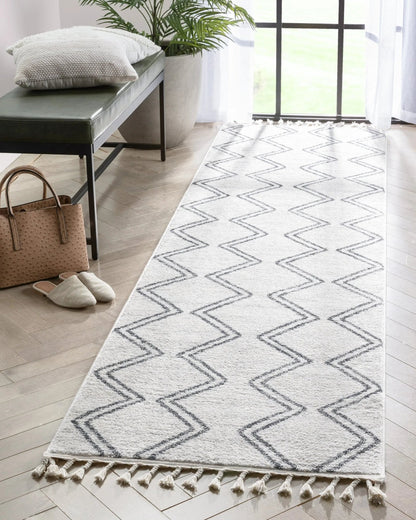 Reeve Modern Chevron Zig-Zag Grey Ivory Kids Rug Well Woven