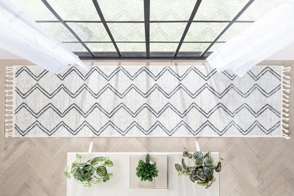 Reeve Modern Chevron Zig-Zag Grey Ivory Kids Rug Well Woven