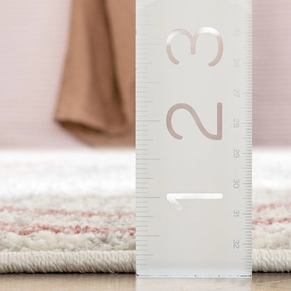 Reeve Modern Chevron Zig-Zag Pink Ivory Kids Rug Well Woven