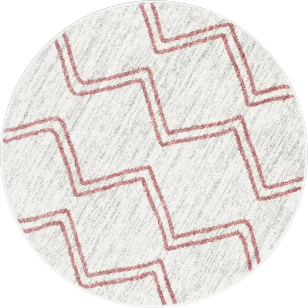 Reeve Modern Chevron Zig-Zag Pink Ivory Kids Rug Well Woven