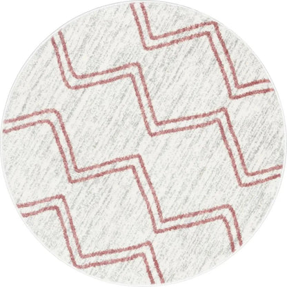 Reeve Modern Chevron Zig-Zag Pink Ivory Kids Rug Well Woven