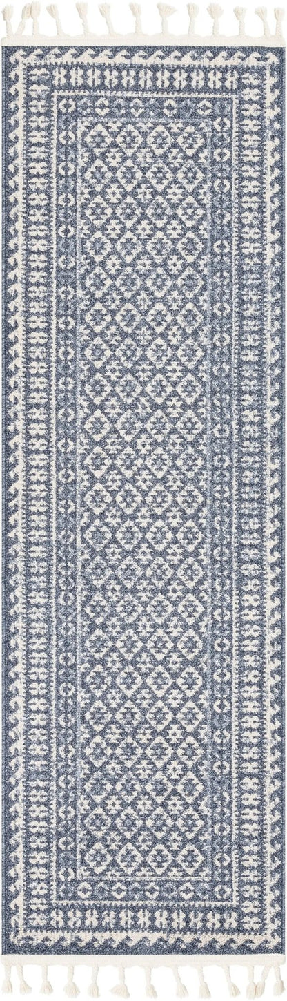 Callista Tribal Trellis Pattern Blue Kilim-Style Rug Well Woven