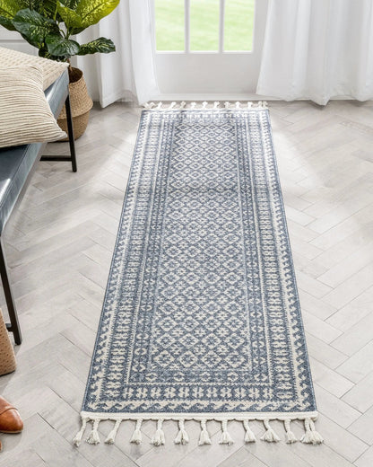 Callista Tribal Trellis Pattern Blue Kilim-Style Rug Well Woven