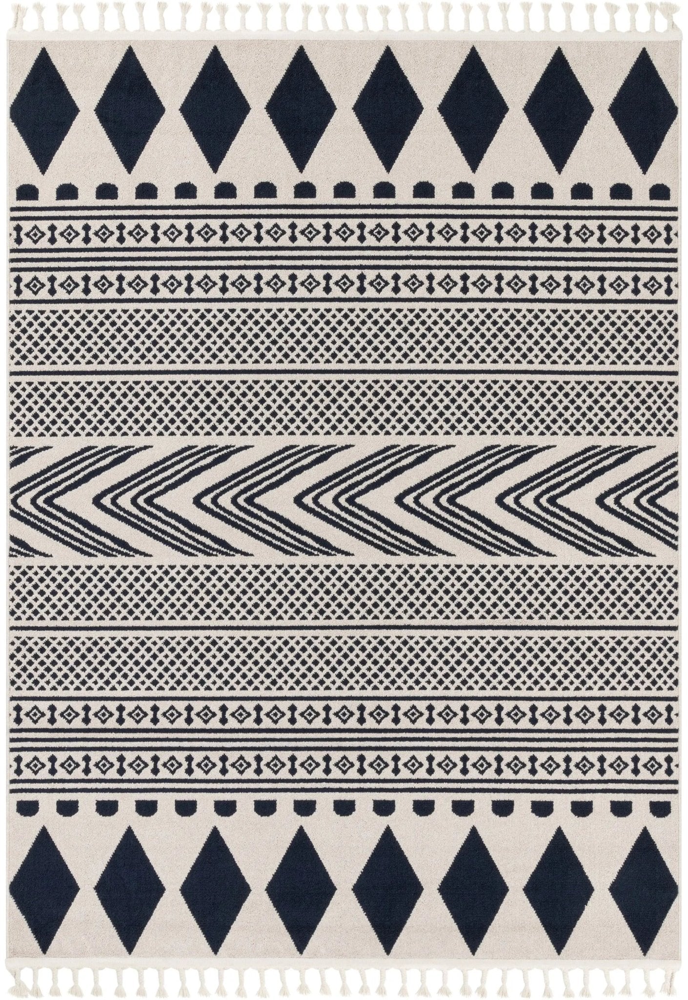 Cruce Tribal Moroccan Geometric Dark Blue Kilim-Style Rug Well Woven