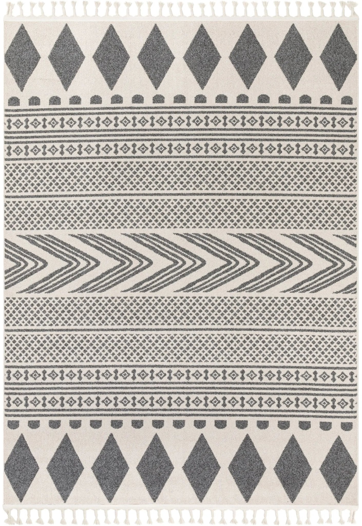 Cruce Tribal Moroccan Geometric Grey Kilim-Style Rug Well Woven