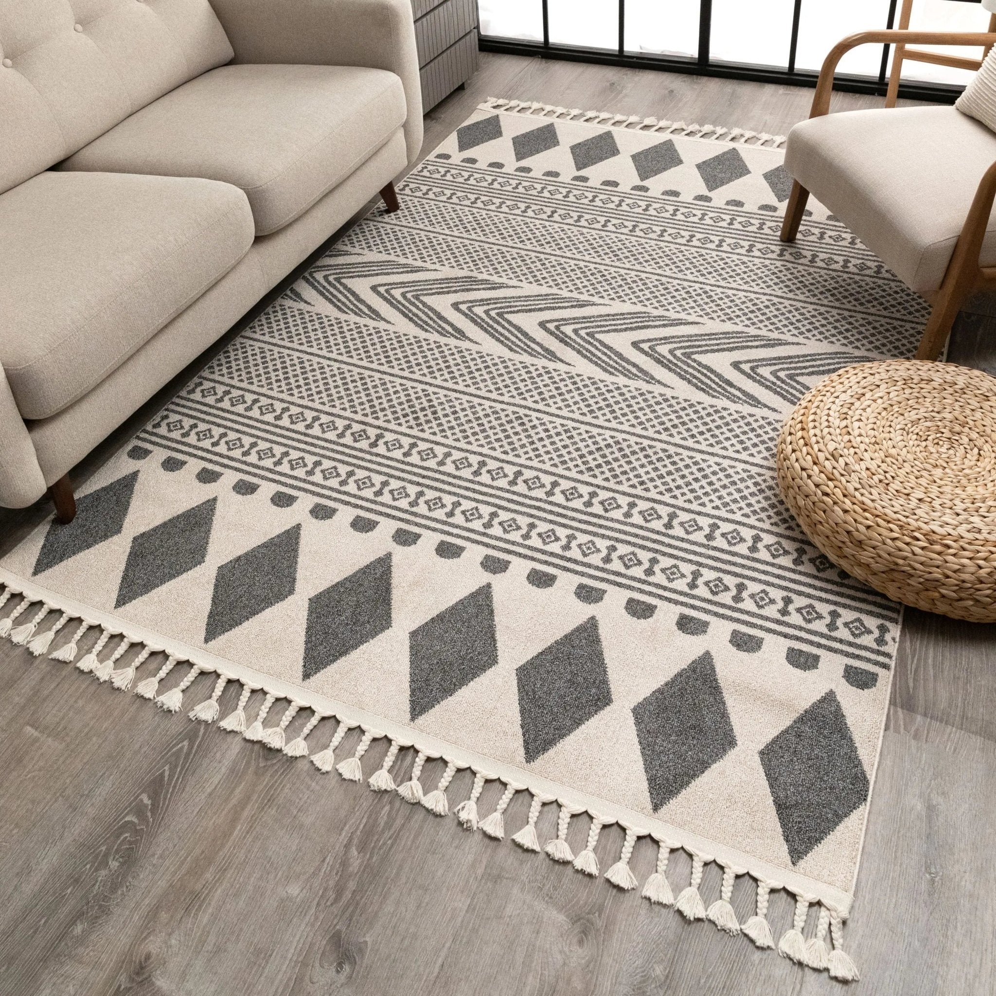 Cruce Tribal Moroccan Geometric Grey Kilim-Style Rug Well Woven