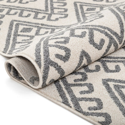 Tico Geometric Tribal Beige 5'3" x 7'3" Kilim-Style Rug Well Woven