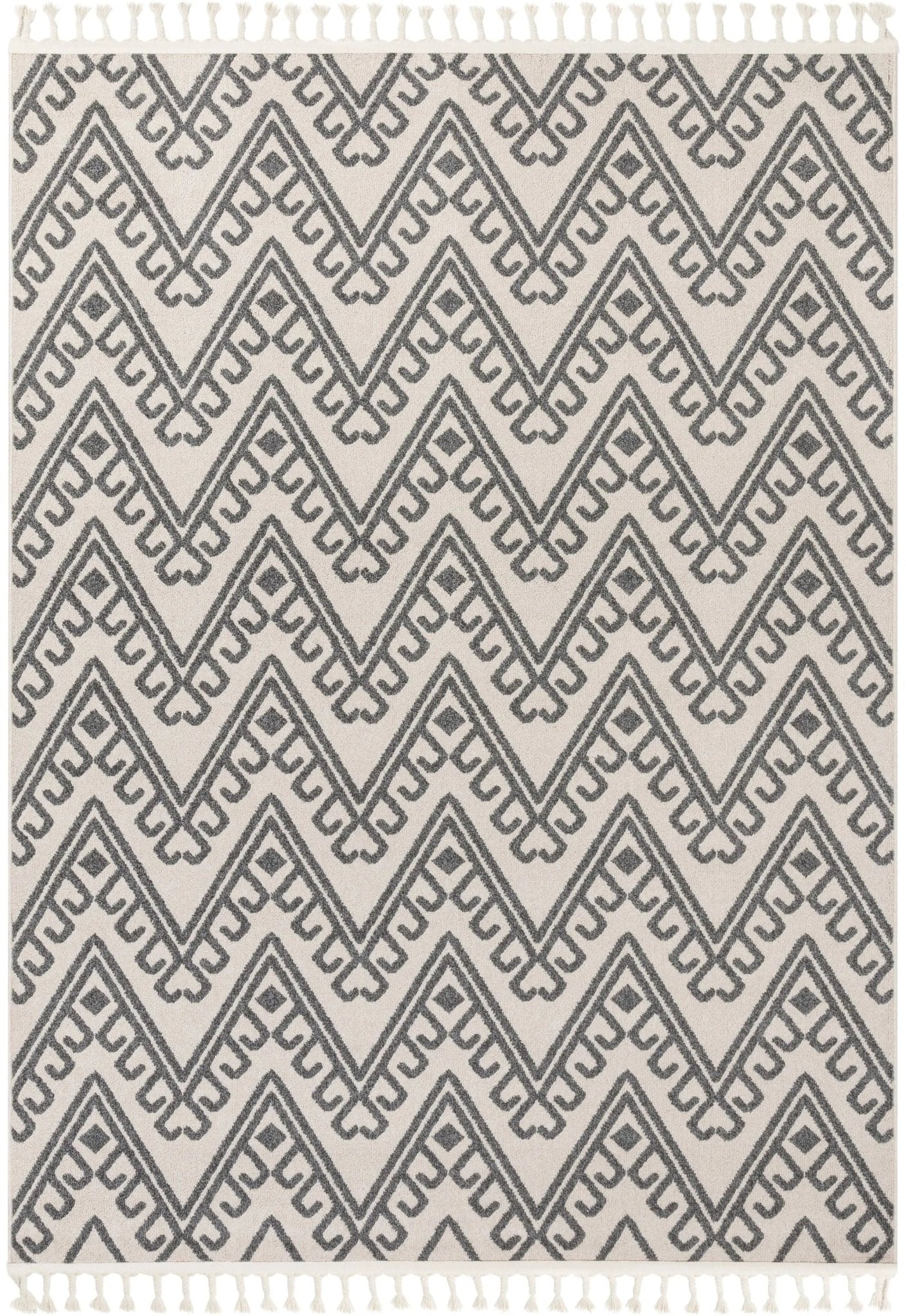 Tico Geometric Tribal Beige 5'3" x 7'3" Kilim-Style Rug Well Woven