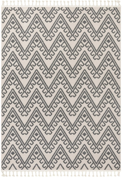 Tico Geometric Tribal Beige 5'3" x 7'3" Kilim-Style Rug Well Woven