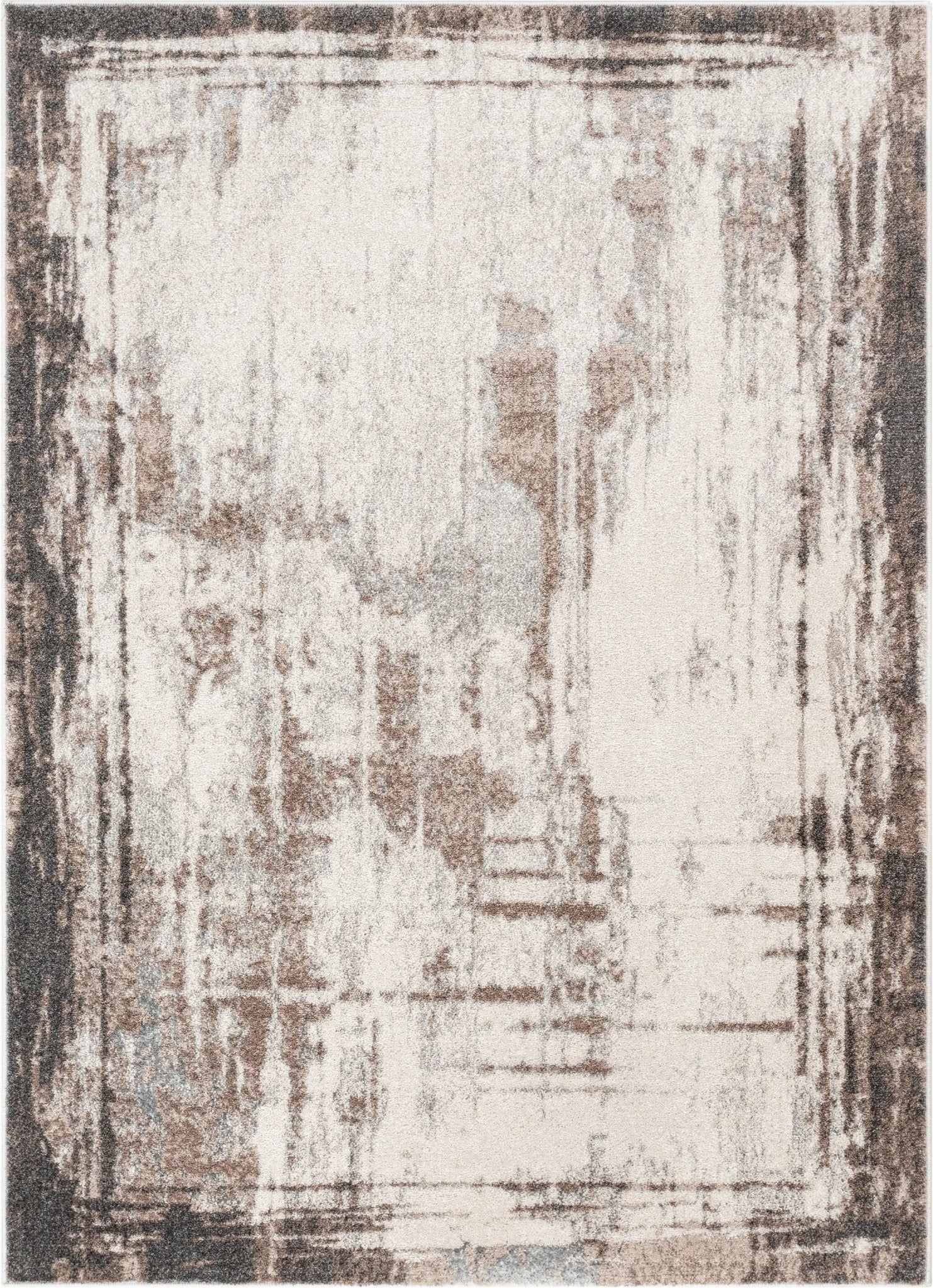 Francis Abstract Brushstroke Ivory Vintage Rug Well Woven