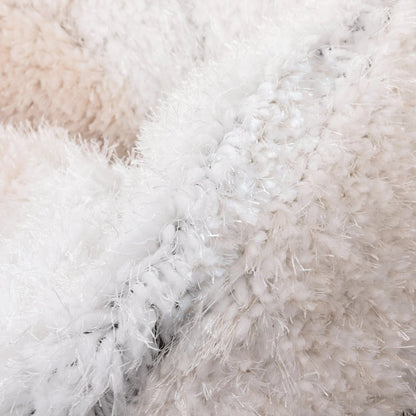 Chaska Geometric Squares Shag Ivory Black 7'10" x 9'10" 3D Textured Rug Well Woven