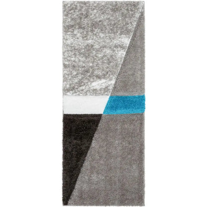 Mori Modern Abstract Geometric 3D Textured Shag Grey Blue Rug Well Woven