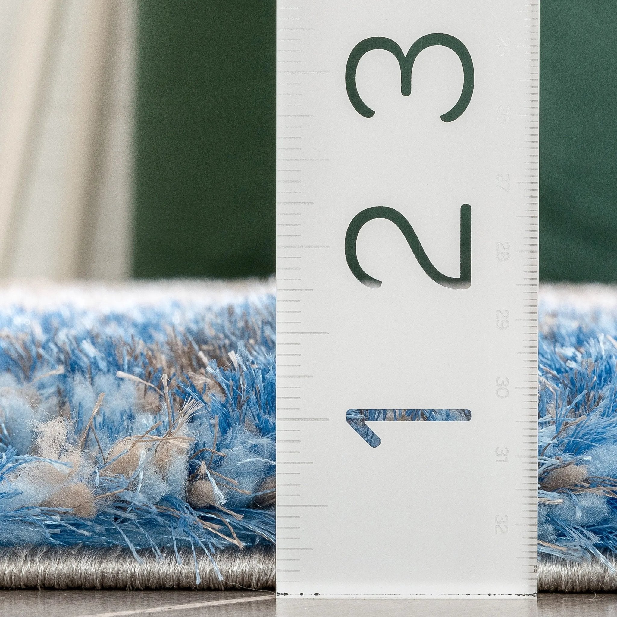 Remi Contemporary Geometric Boxes 3D Textured Shag Grey  Light Blue Rug Well Woven