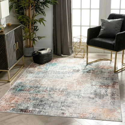 Amesti Machine Washable Light Blue Flat-Weave 5'3" x 7'3" Rug Well Woven