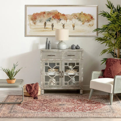 Tonti Machine Washable Vintage Medallion Oriental Red Flat-Weave Distressed Rug Well Woven