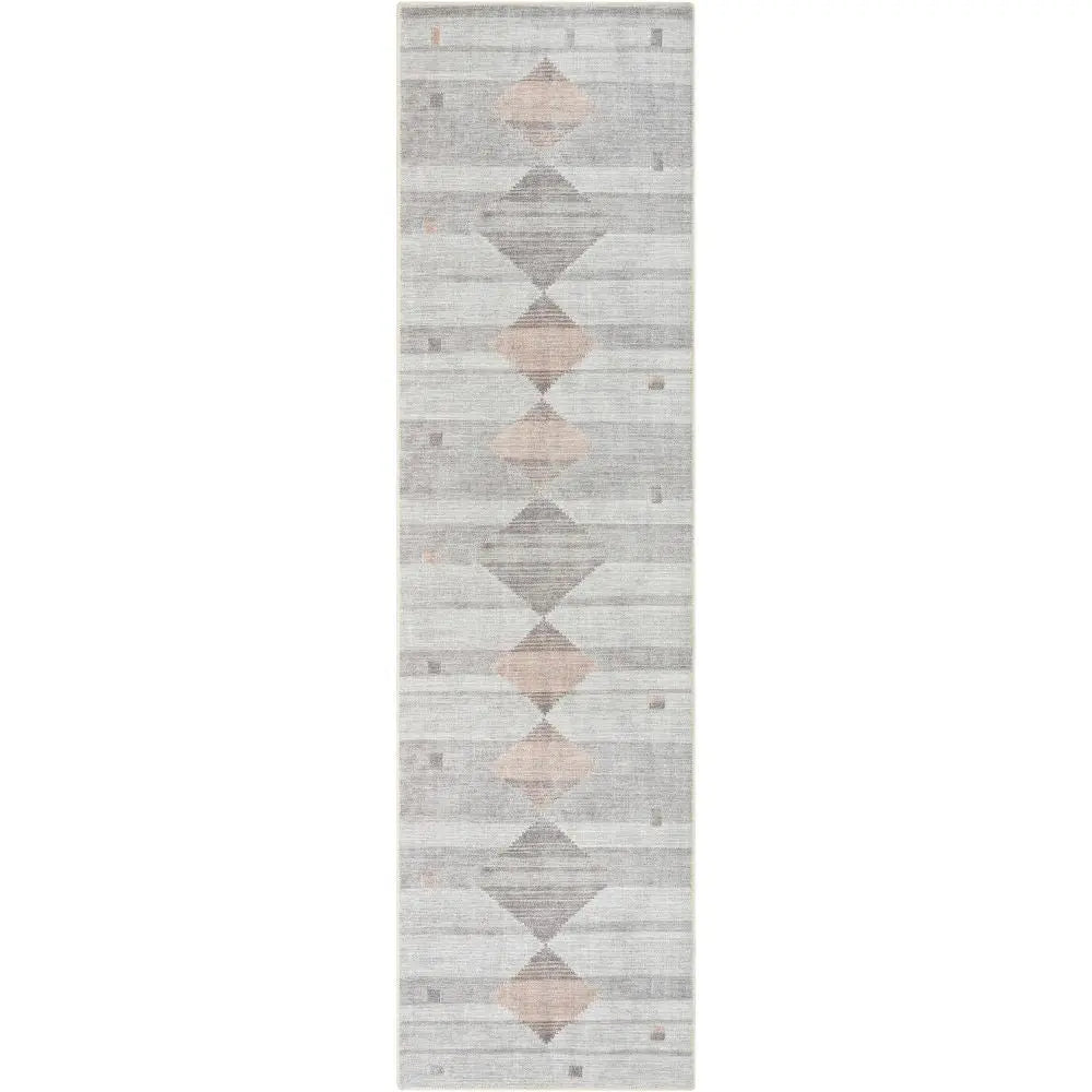 Argonne Machine Washable Vintage Southwestern Diamond Pattern Grey Flat-Weave Distressed Rug Well Woven