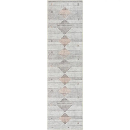 Argonne Machine Washable Vintage Southwestern Diamond Pattern Grey Flat-Weave Distressed Rug Well Woven